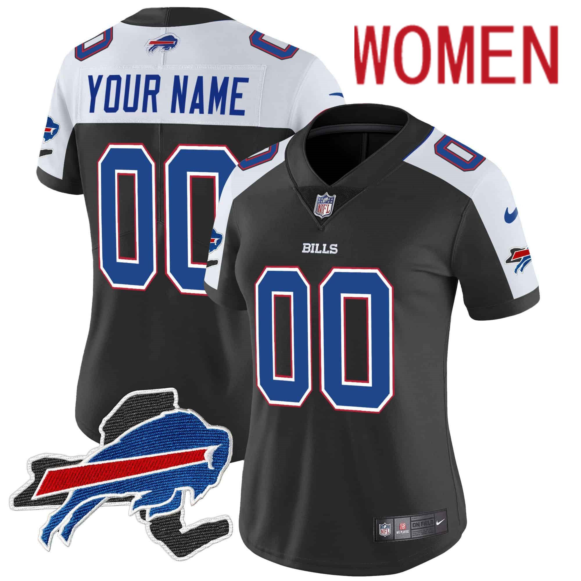 Women Buffalo Bills Black 2024 Nike Patch Vapor Limited Custom NFL Jersey